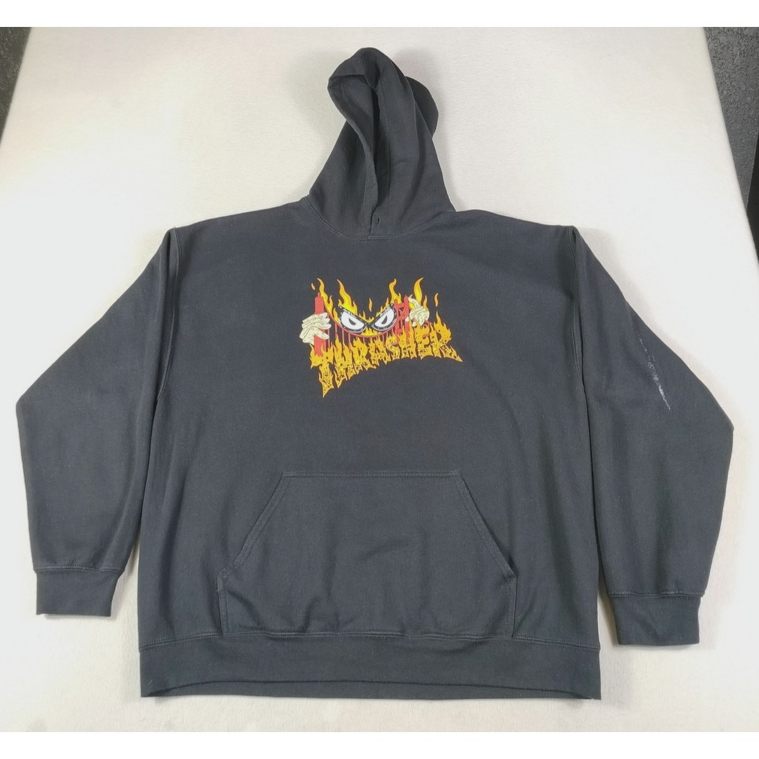 Vintage Thrasher Hoodie Sweatshirt Mens Xl Black Hell Ride Neckface Skater Y2k